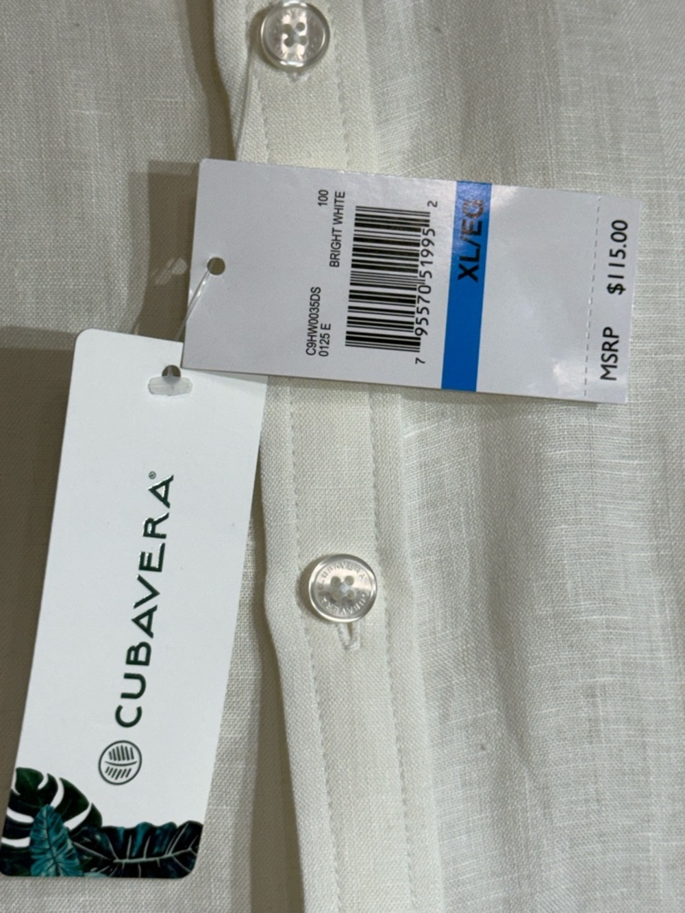 Cubavera NWT Guayabera 100% Linen Cream Long Sleeve Button Down XL - Picture 6 of 10